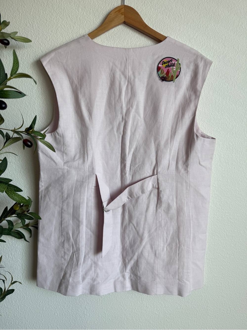 Topshop Blush Pastel Pink Patch Detail Sleeveless Layering Vest Women’s Size 8 - Picture 4 of 4